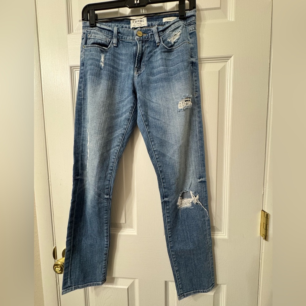 Frame Denim Blue Skinny Distressed Jeans